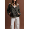 Parka courte imperméable kaki fourrée beige Goa