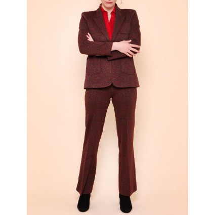 Pantalon tailleur motif reptile rouge Hippocampe