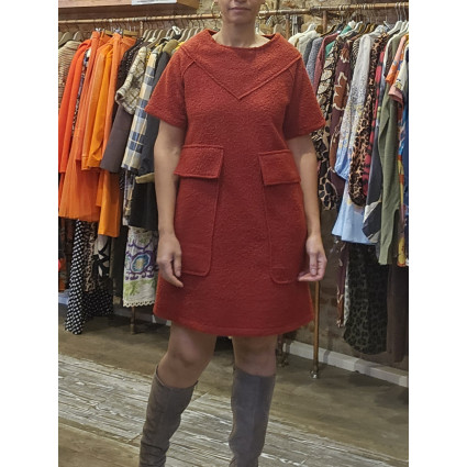 Robe laine bouclée rouge foncé Hippocampe