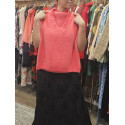 Pull sans manche rose corail