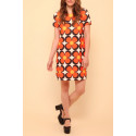 Robe trapèze beige grosses fleurs 70’s orange Hippocampe