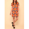 Robe trapèze beige grosses fleurs 70’s orange Hippocampe