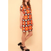 Robe trapèze beige grosses fleurs 70’s orange Hippocampe