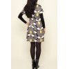 Robe trapèze motif psychédélique noir blanc jaune Hippocampe