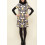Robe trapèze motif psychédélique noir blanc jaune Hippocampe