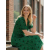 Robe bas asymétrique vert fleurs noires Goa