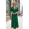 Robe bas asymétrique vert fleurs noires Goa
