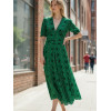 Robe bas asymétrique vert fleurs noires Goa